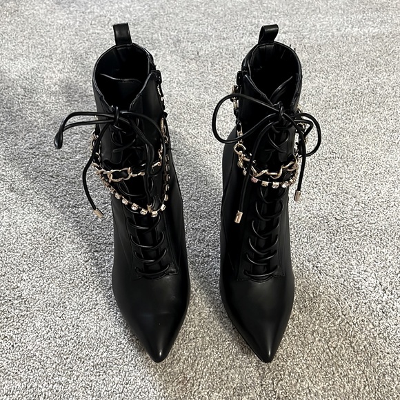 Aldo lace up stiletto booties with chains - Picture 3 of 6